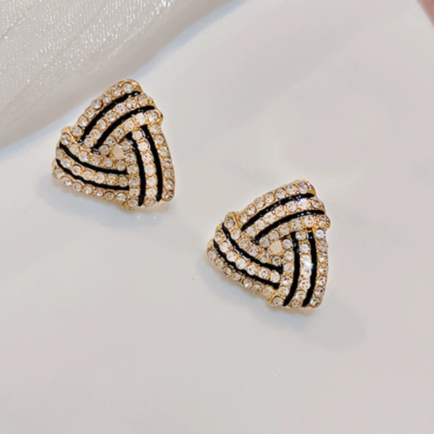 Triangular Crystal Pave Stud Earrings JLT13739