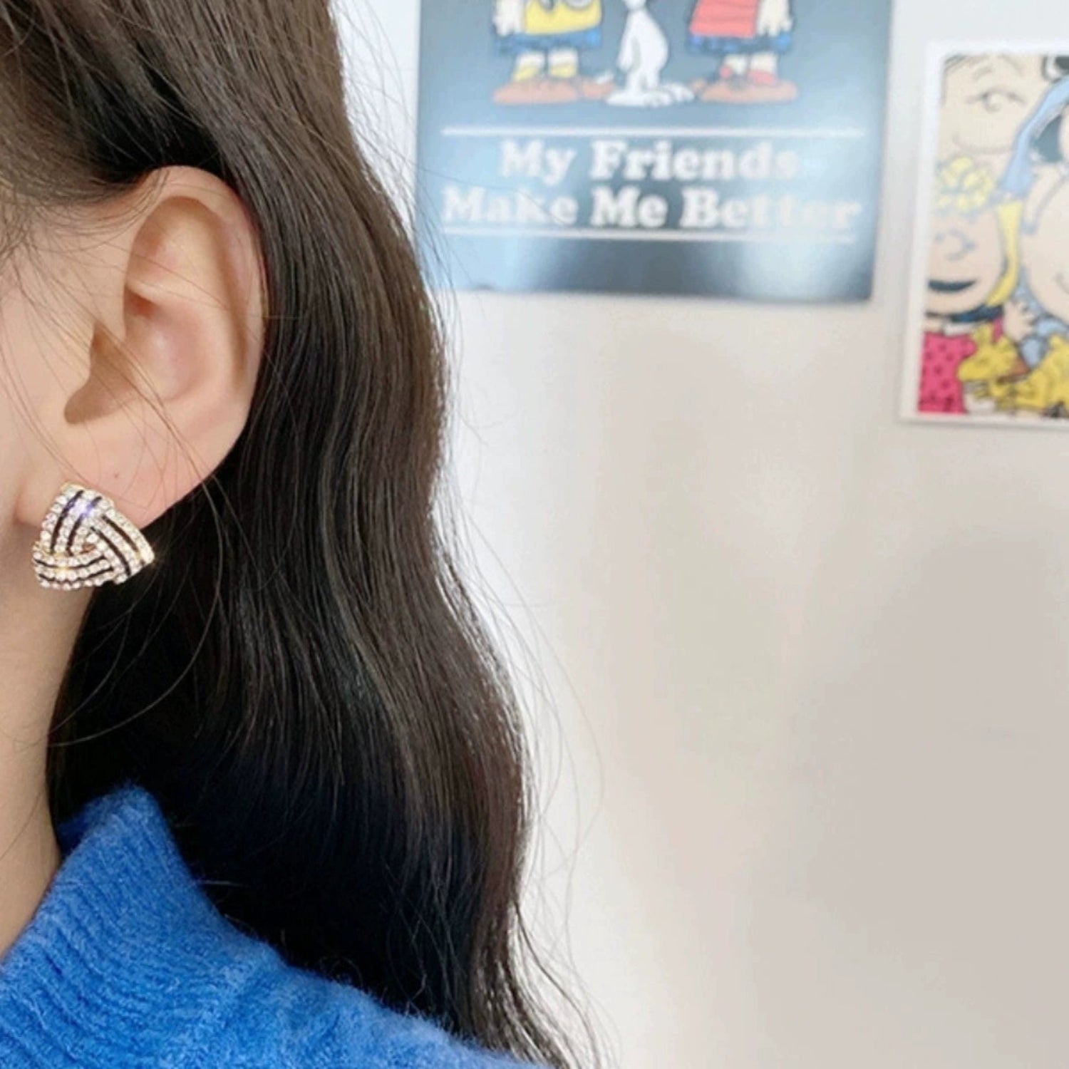Triangular Crystal Pave Stud Earrings JLT13739