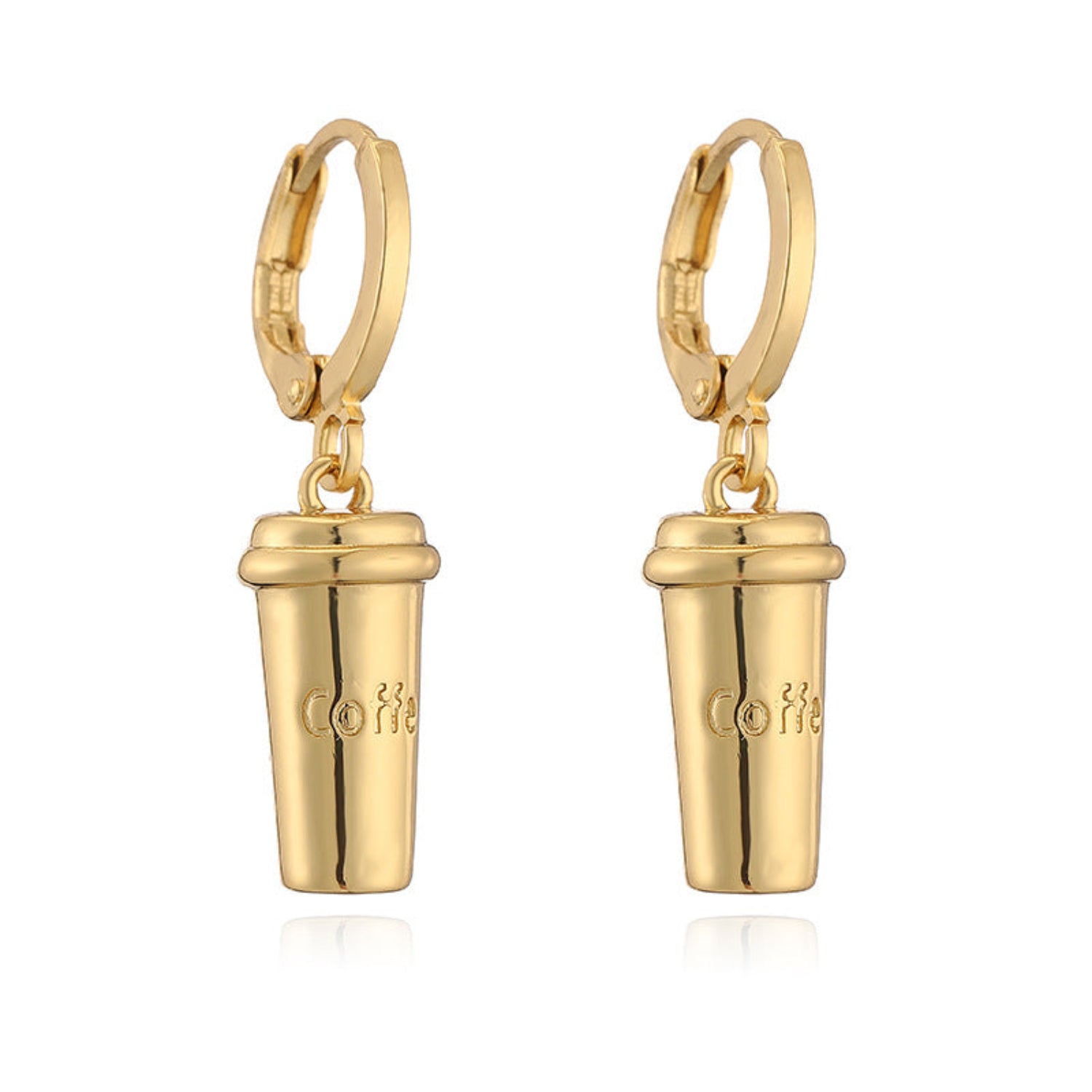 Golden Coffee Cup Drop Earrings JLT13744