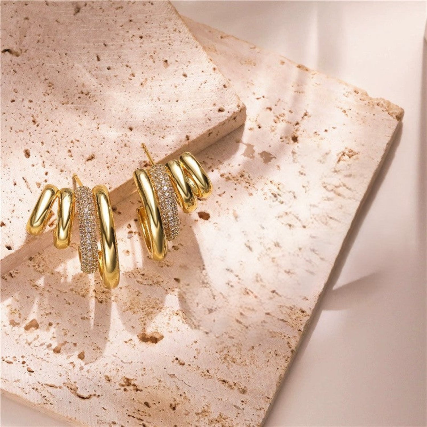 Multi-Band Gold Sparkling C-Hoops JLT13747