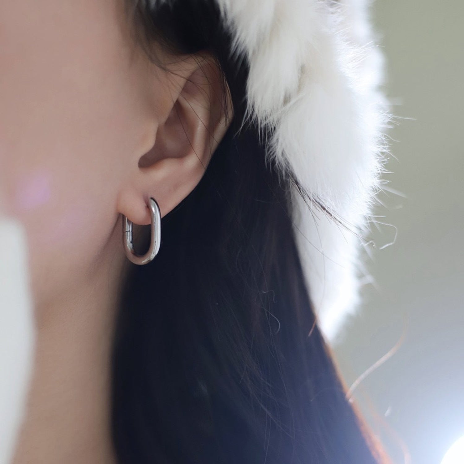 Two-Tone Star Charm Huggie Earrings JLT13748
