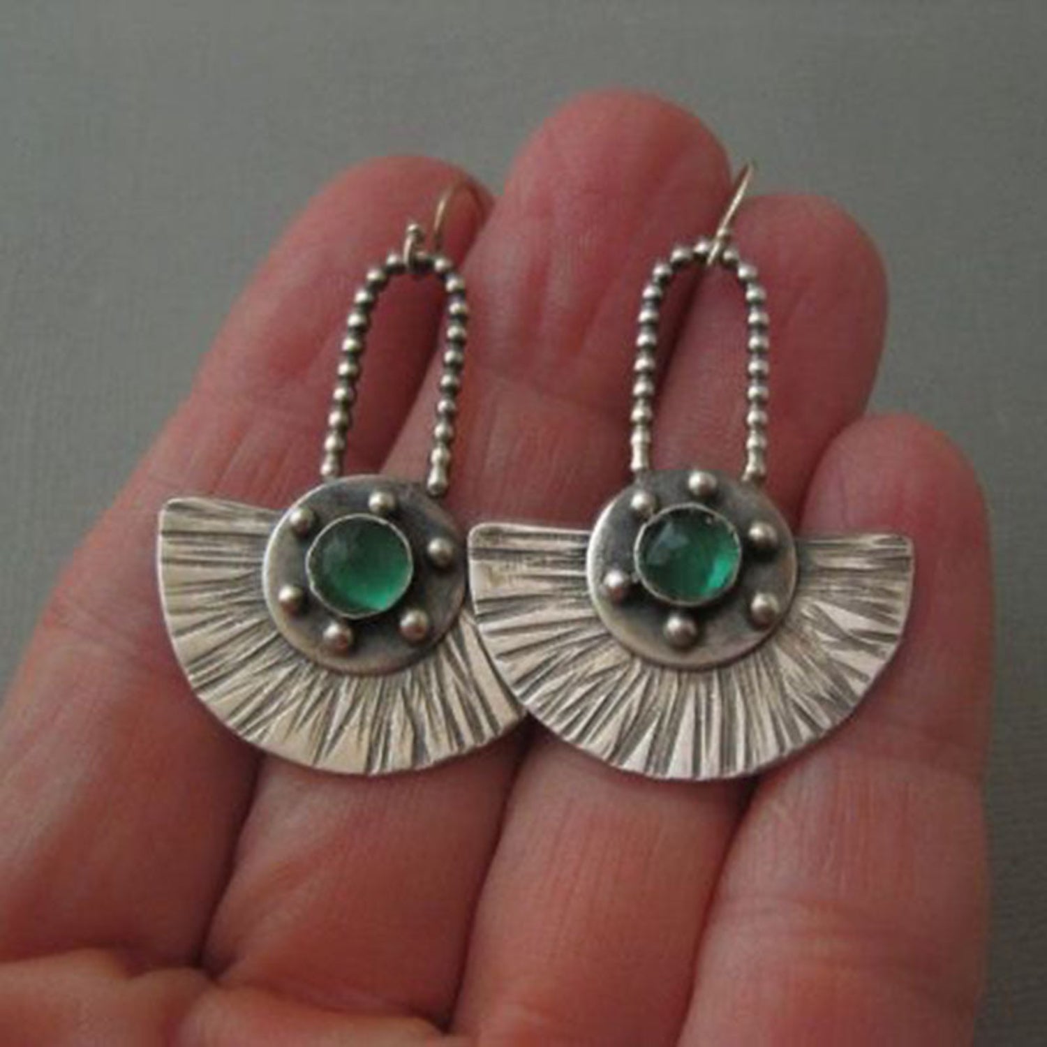 Silver Emerald Fan Drops JLT13750