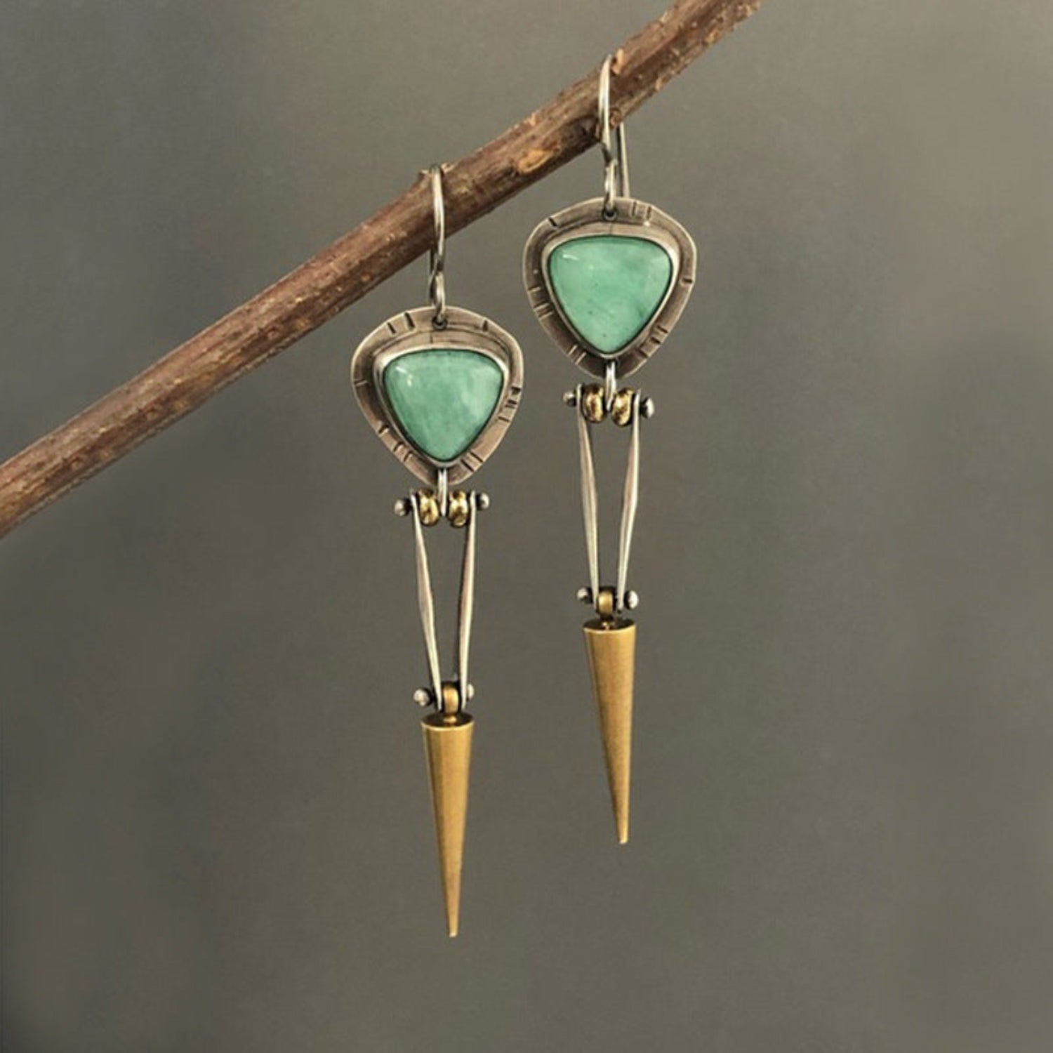 Turquoise Mixed Metal Spike Drops JLT13751