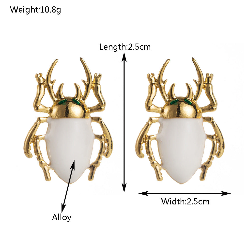 White Enamel Stag Beetle Studs JLT13753
