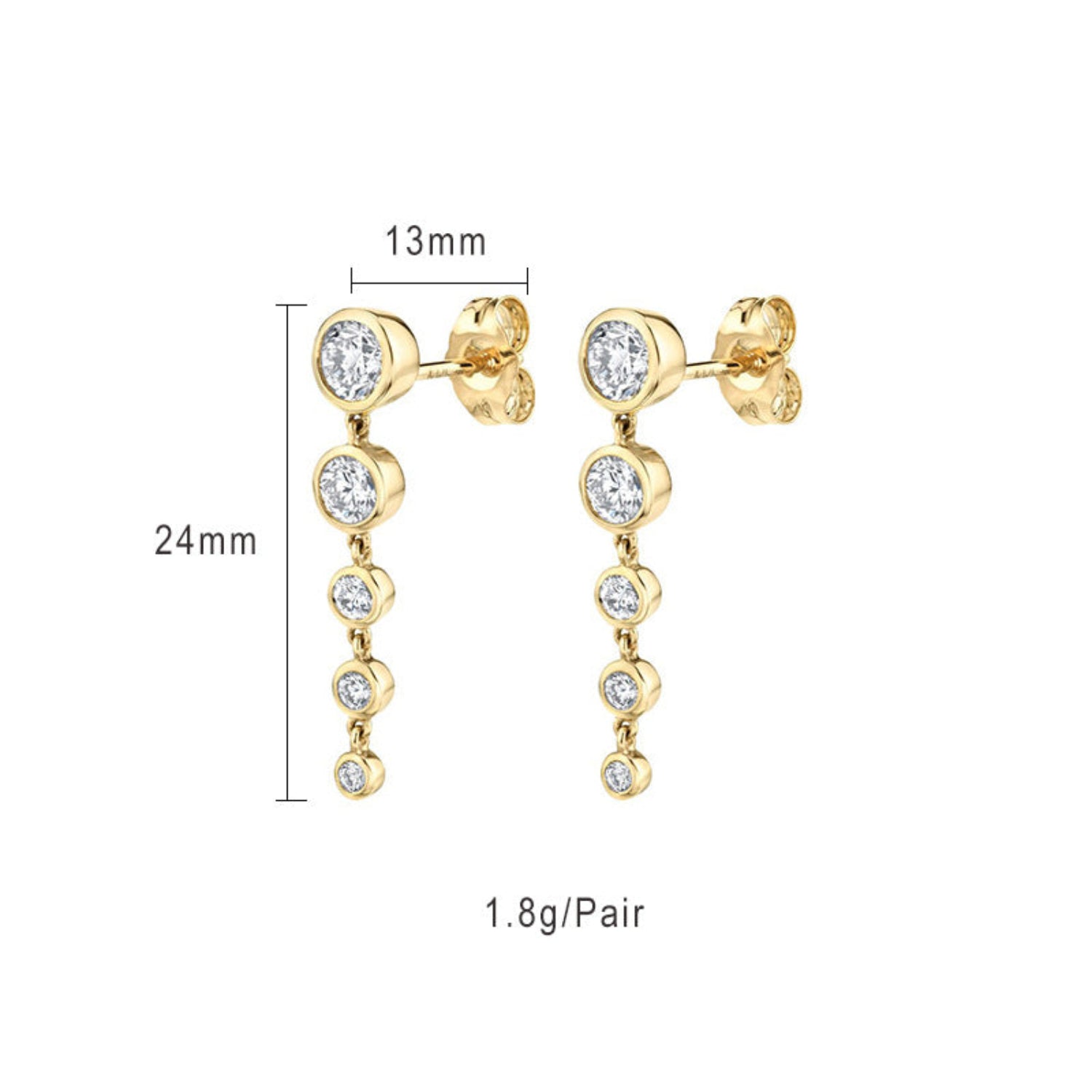 Gold Graduated Crystal Drop Earrings JLT13761