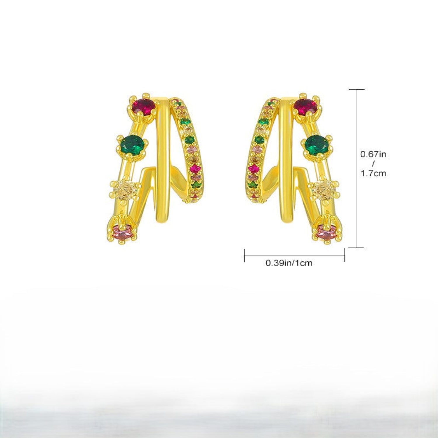 Gold Multi-Colored Triple Hoop Earrings JLT13765