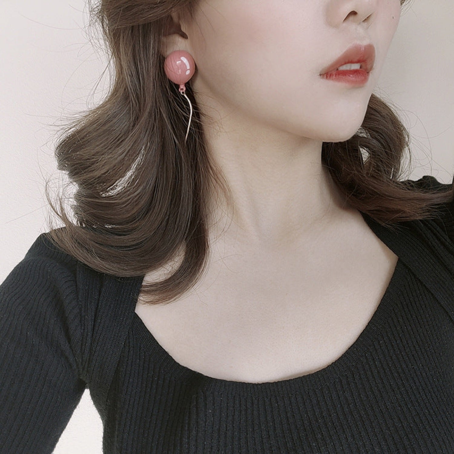 Pink Glossy Balloon Drop Earrings JLT13766