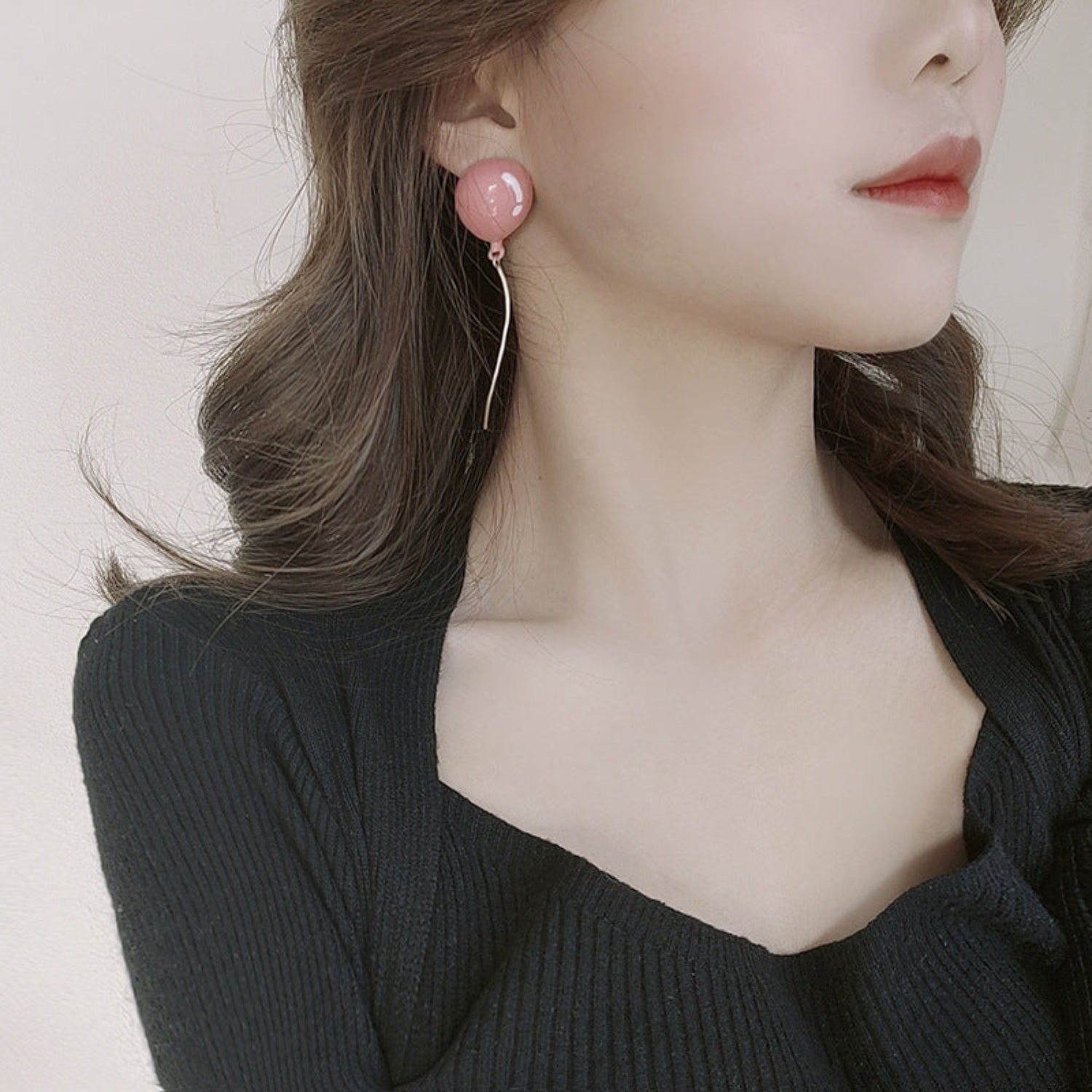 Pink Glossy Balloon Drop Earrings JLT13766