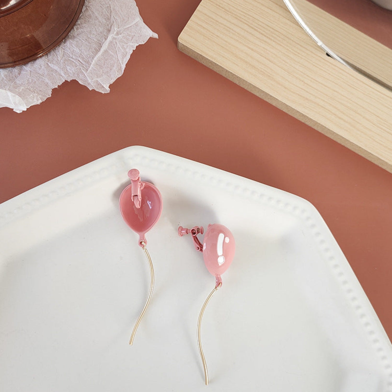 Pink Glossy Balloon Drop Earrings JLT13766