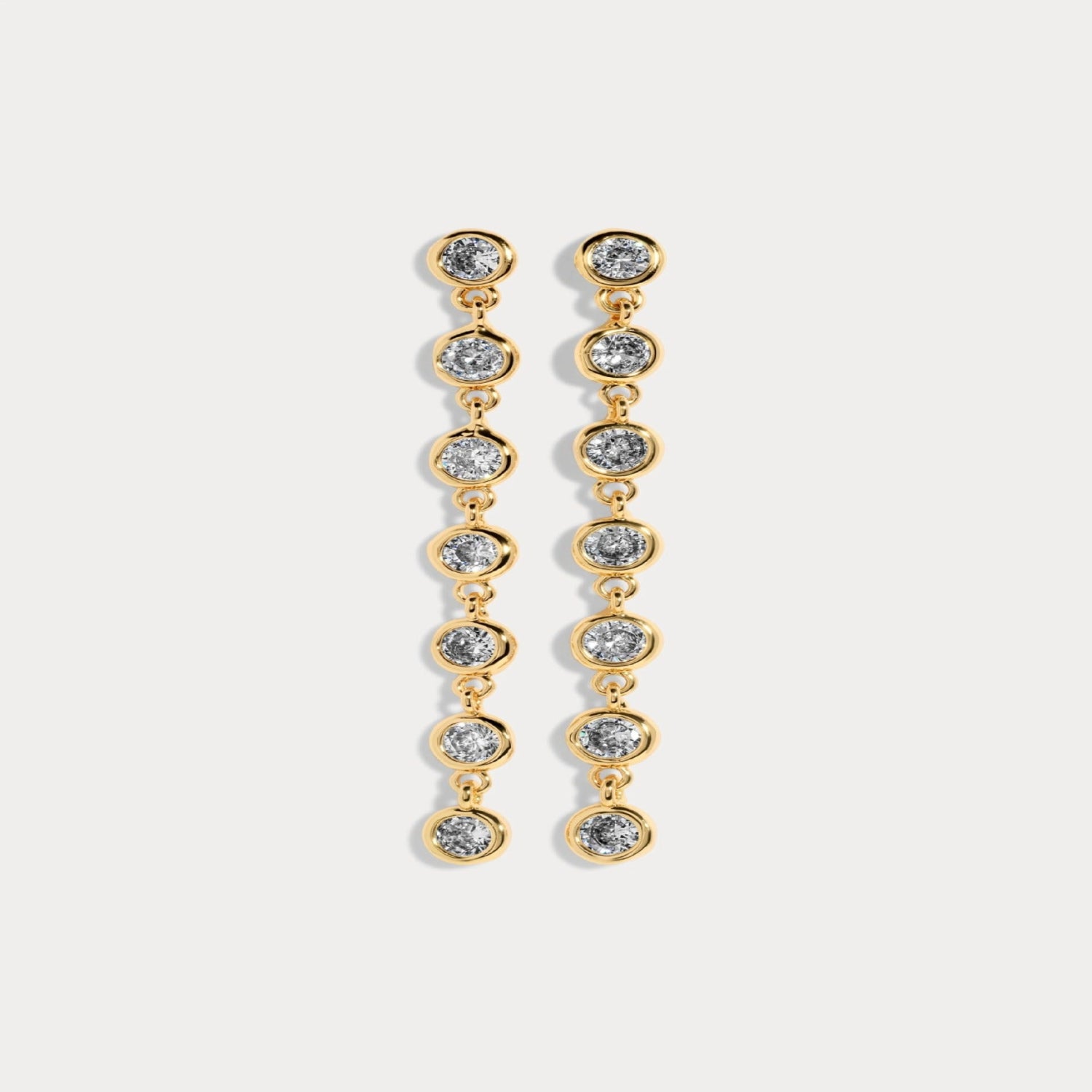 Gold Crystal Drop Chain Earrings JLT13768