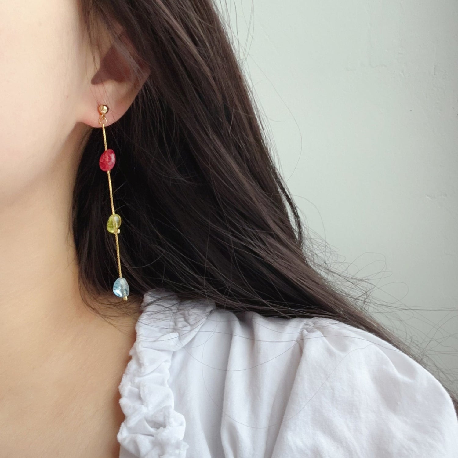 Multicolor Bead Gold Drop Earrings JLT13770