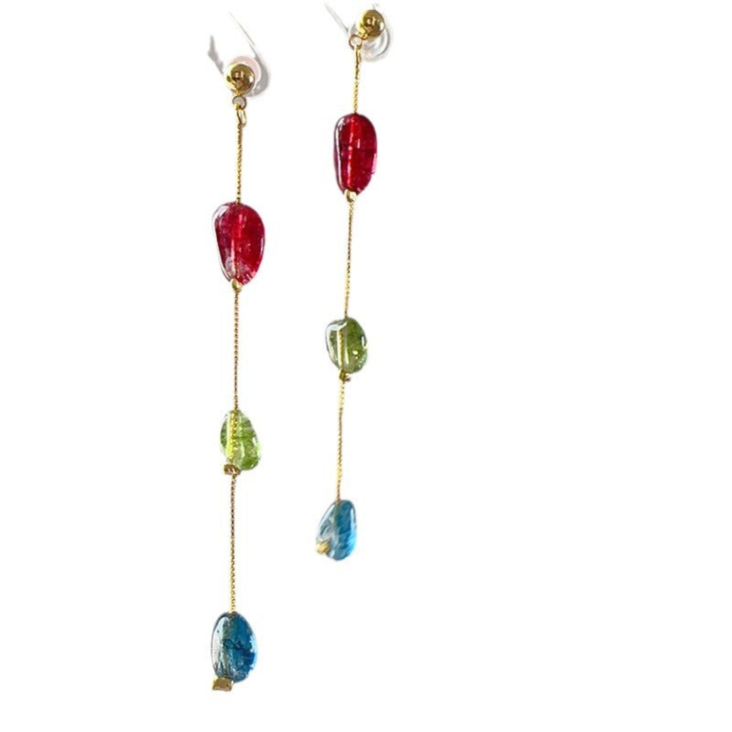 Multicolor Bead Gold Drop Earrings JLT13770