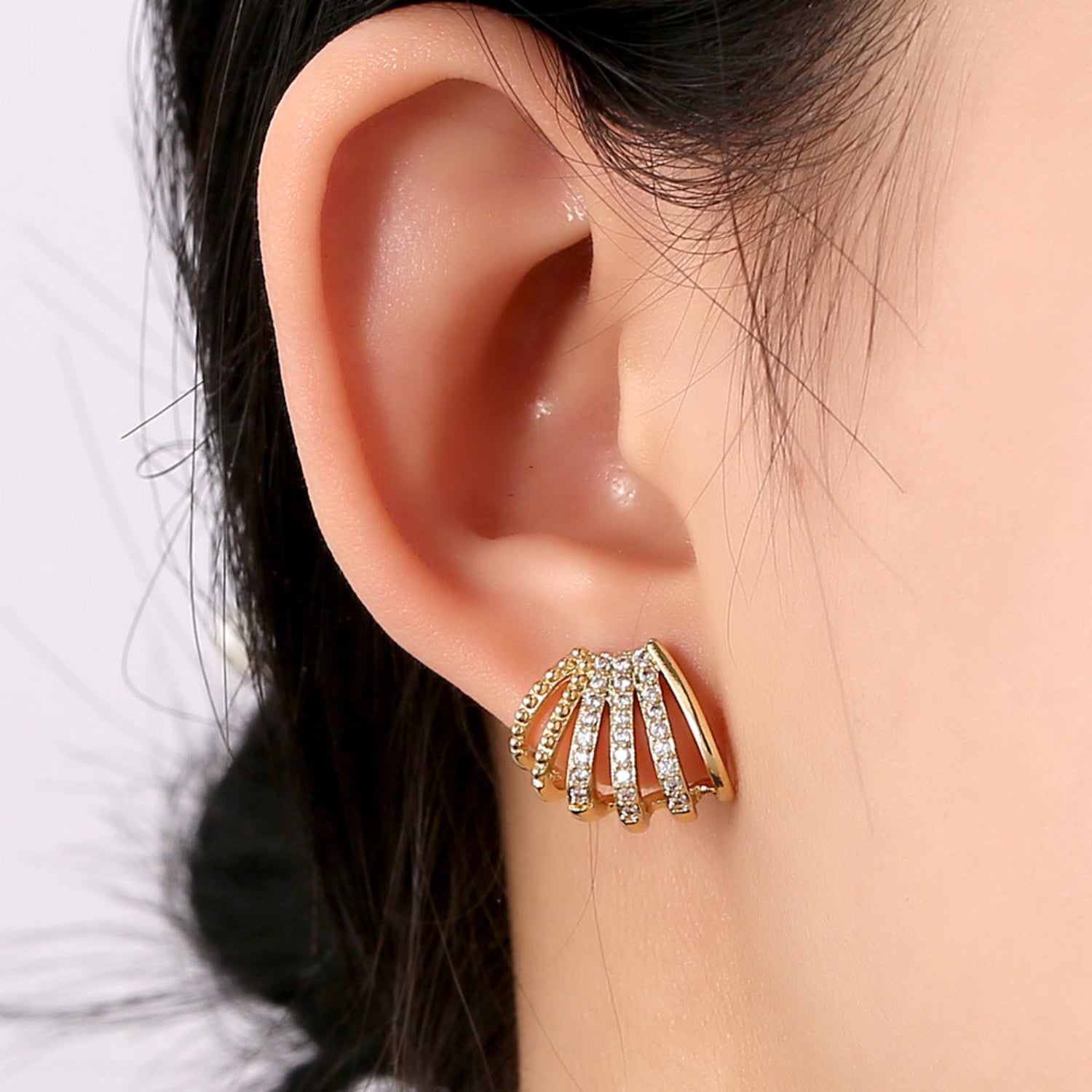 Gold Sparkling Multi-Arch Stud Earrings JLT13780