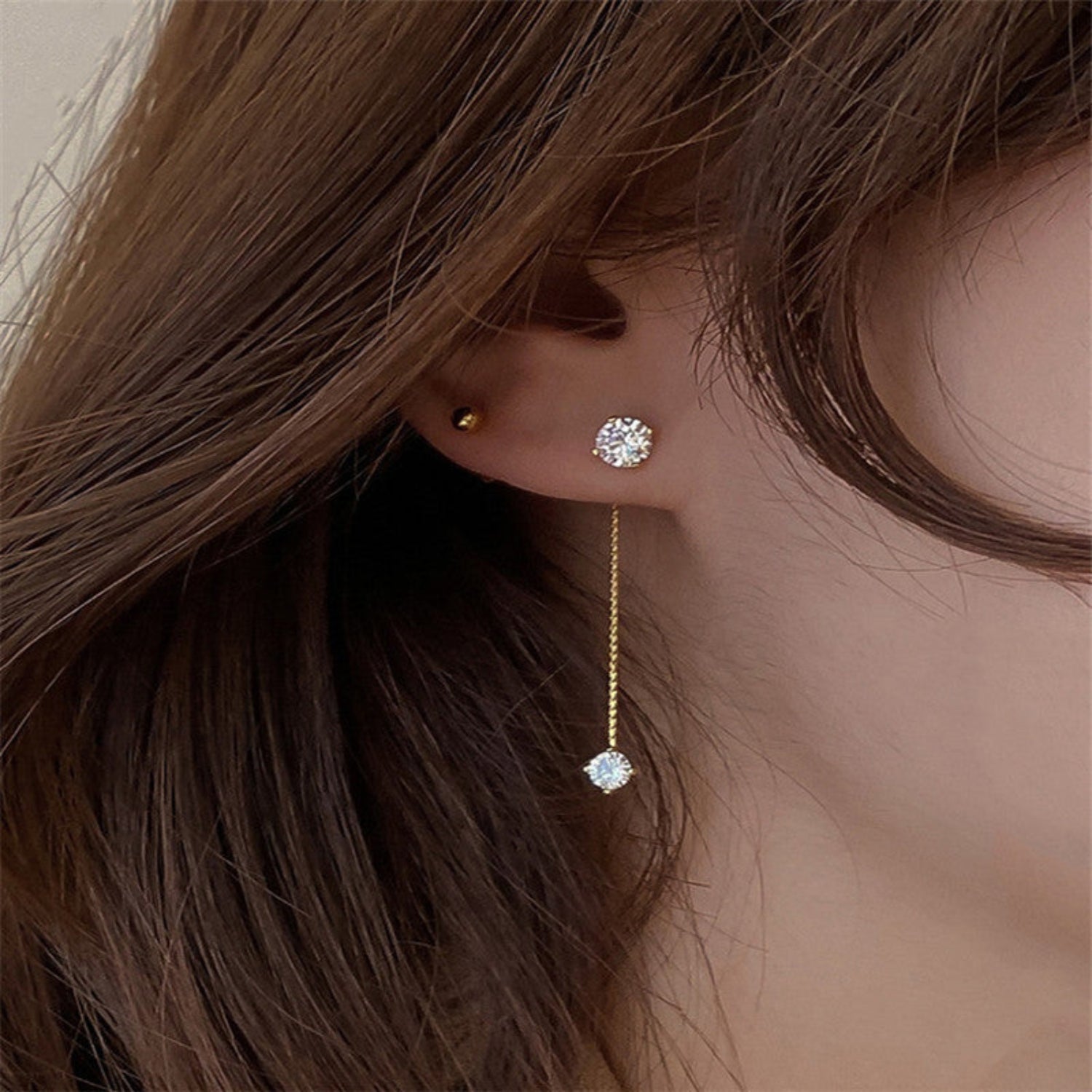 Gold Sparkling Crystal Drop Earrings JLT13782