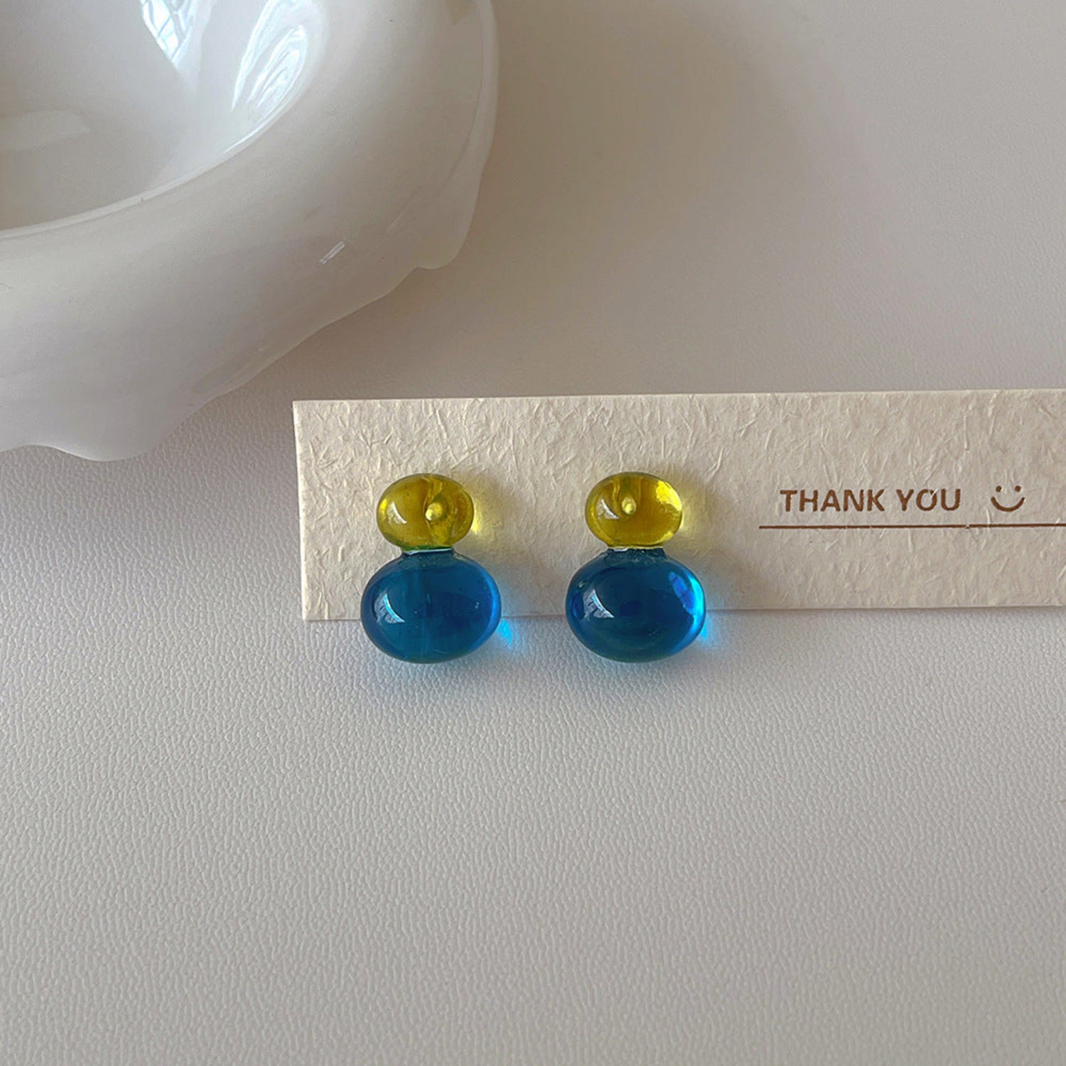 Blue and Yellow Resin Earrings JLT13791