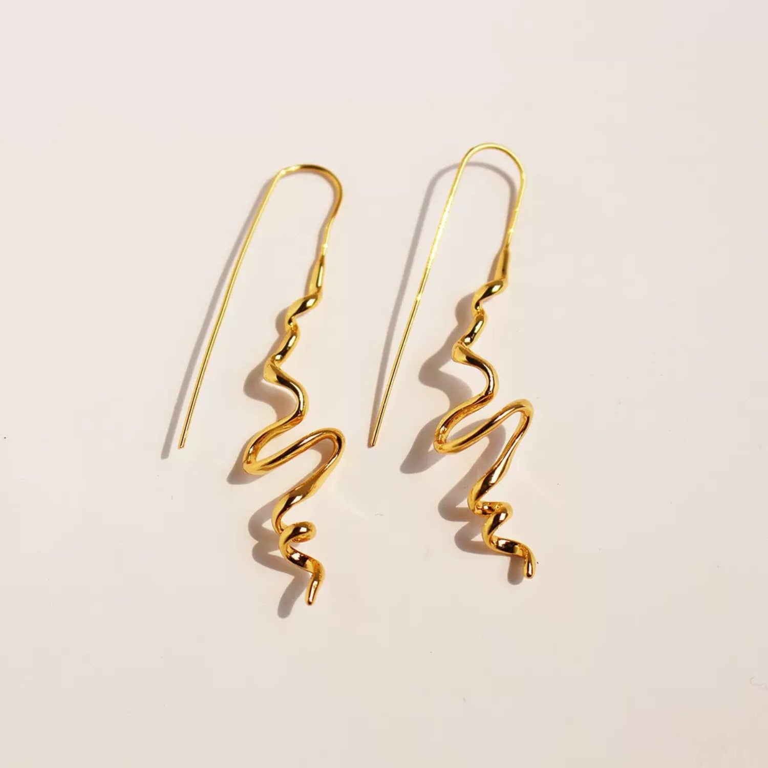 Gold Abstract Spiral Threader Earrings JLT13794