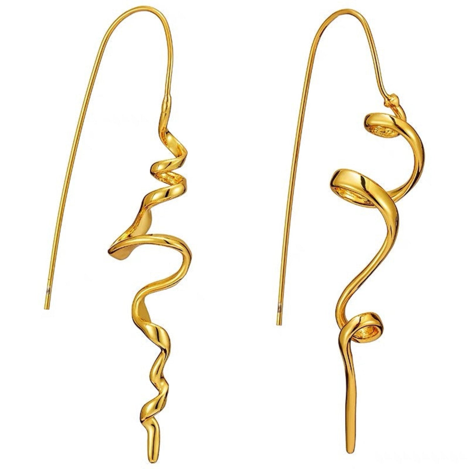 Gold Abstract Spiral Threader Earrings JLT13794