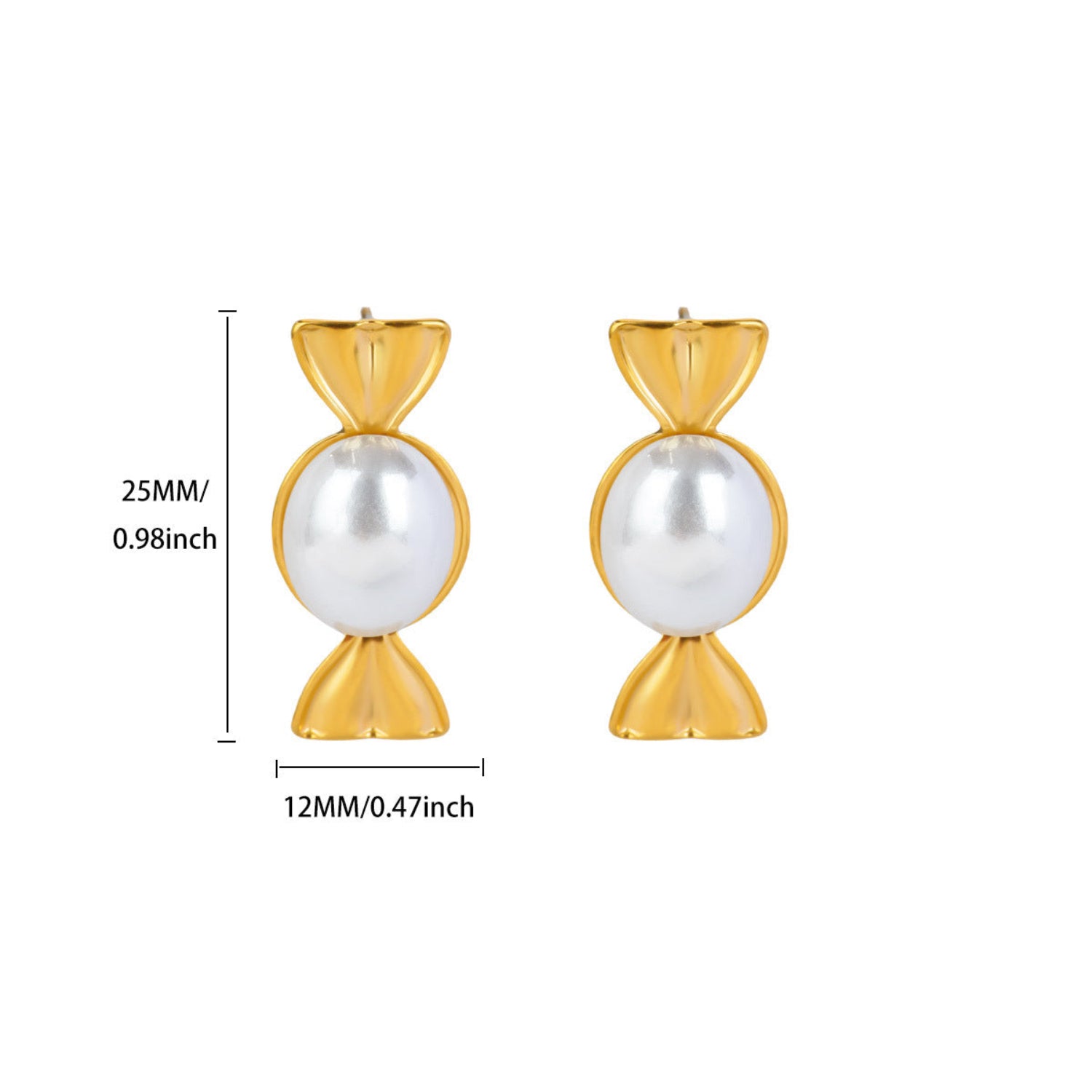 Gold White Pearl Candy Earrings JLT13799