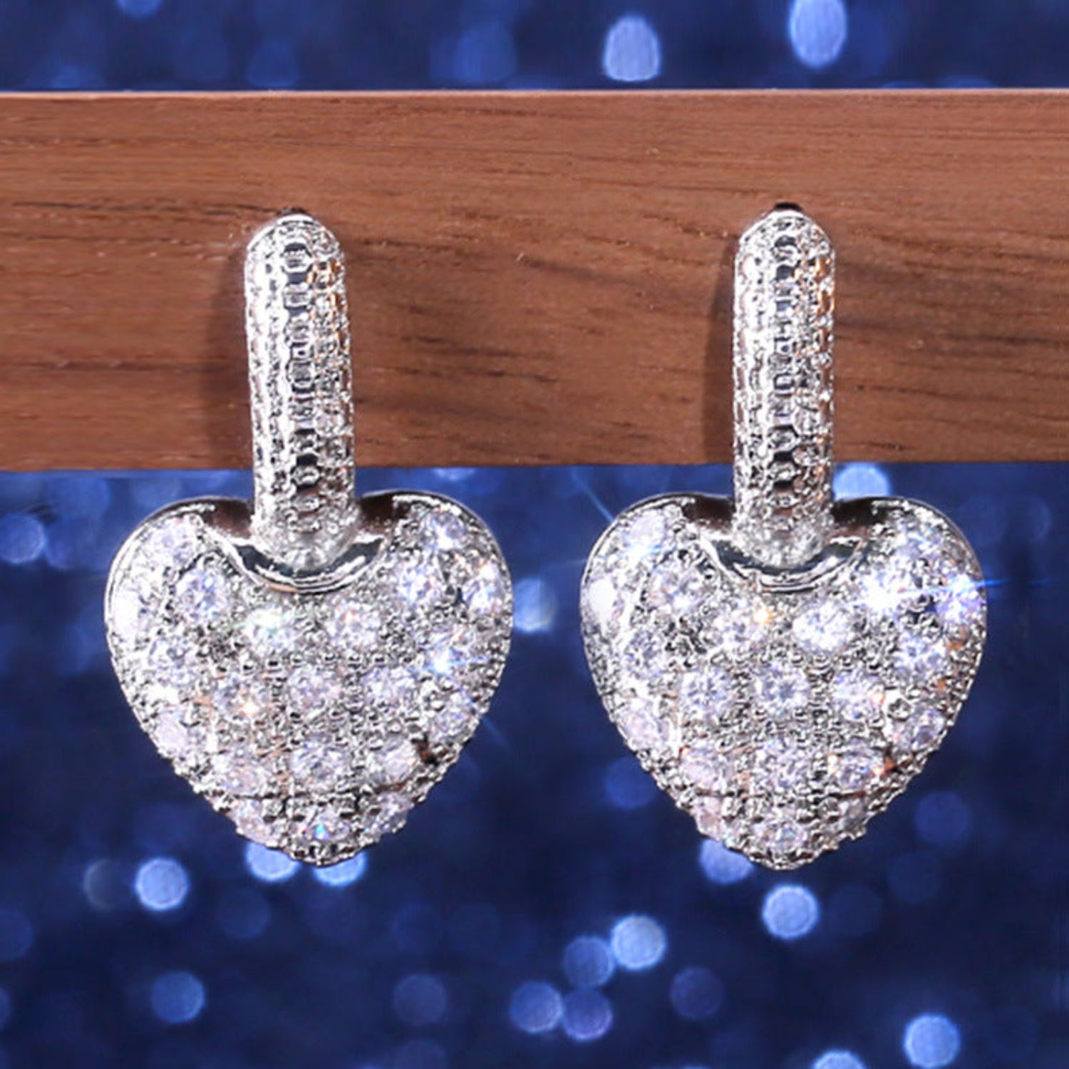 Shimmering Silver Crystal Heart Earrings JLT13827