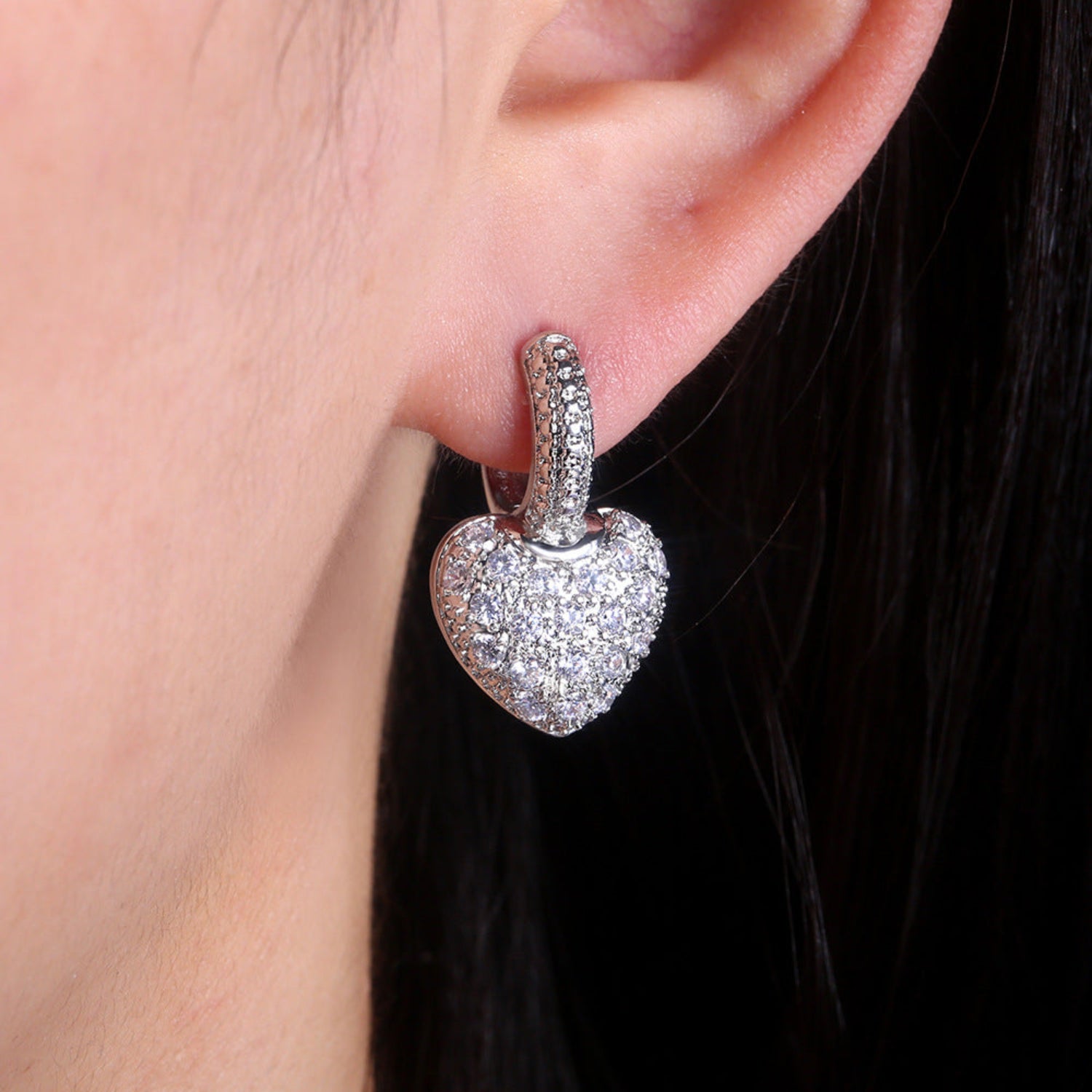 Shimmering Silver Crystal Heart Earrings JLT13827
