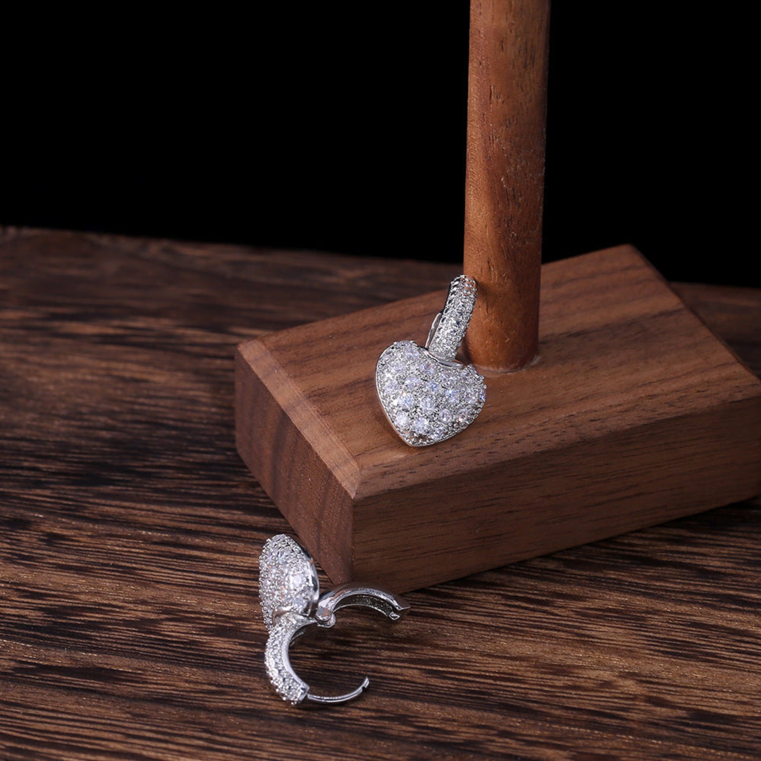 Shimmering Silver Crystal Heart Earrings JLT13827