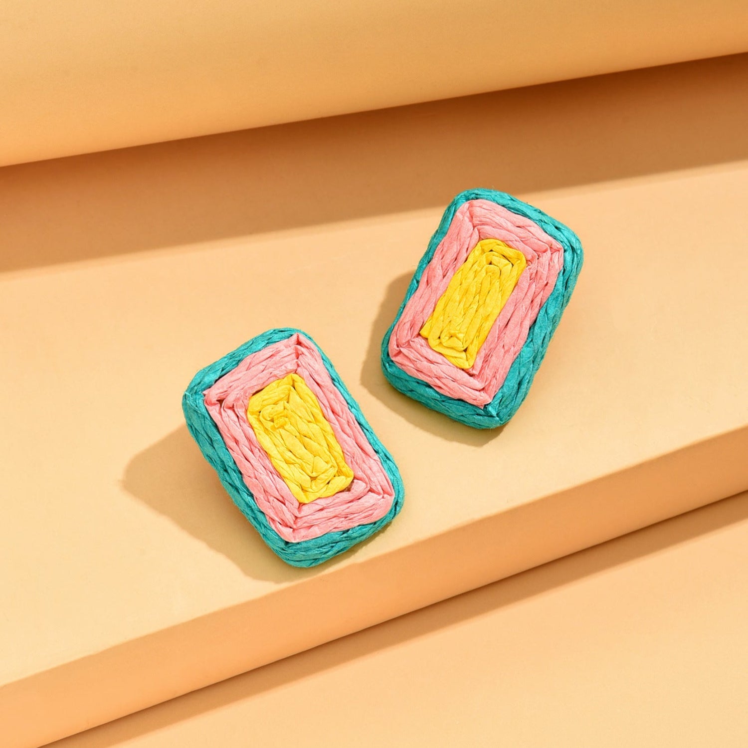 Multi-Color Woven Rectangular Earrings JLT13843