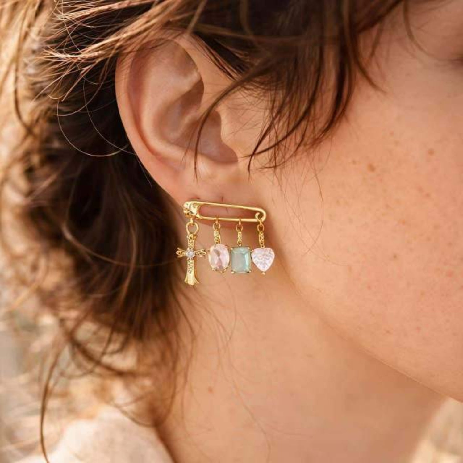 Multistone Pastel Crystal Pin Earrings JLT13846