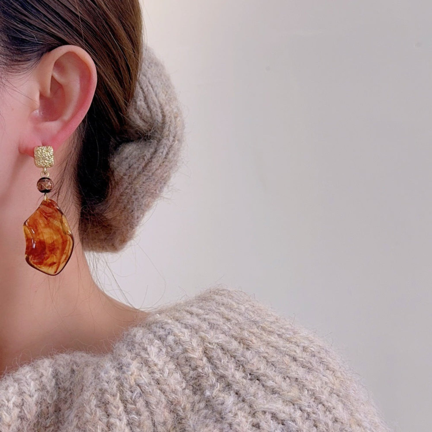 Amber Brown Stylish Statement Earrings JLT13847