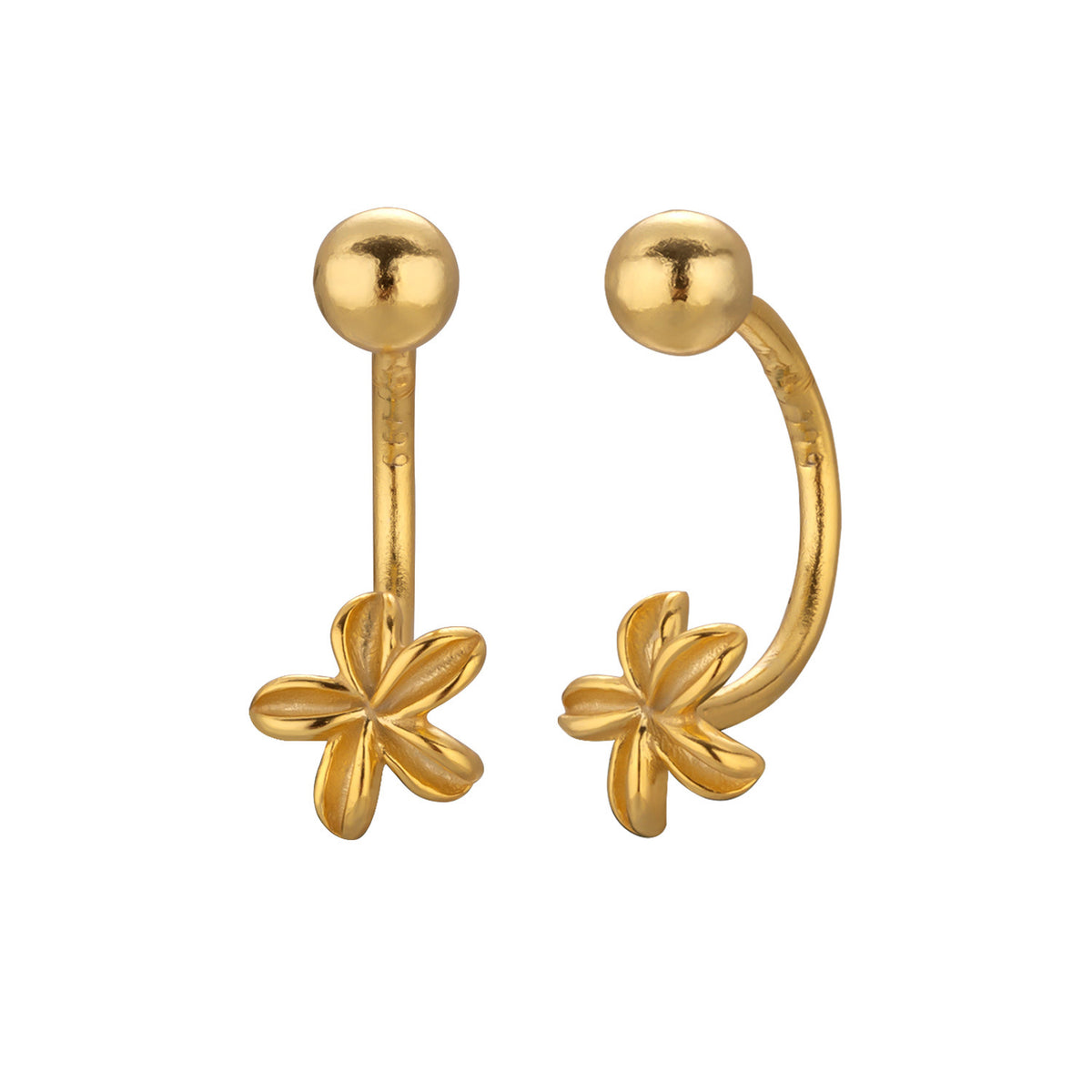 Gold Floral Curved Stud Earrings JLT13858