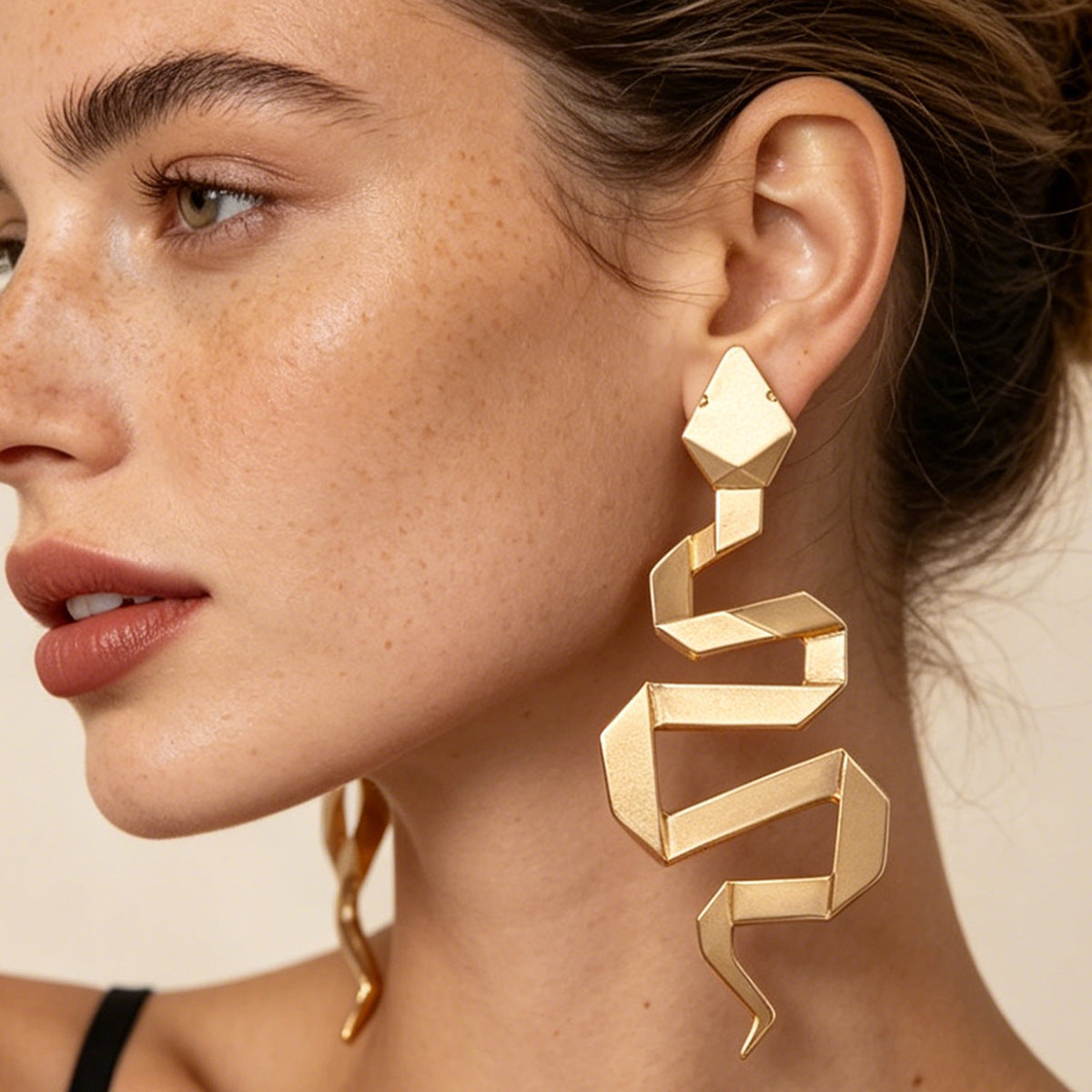 Trendy Gold Snake Statement Earrings JLT13864