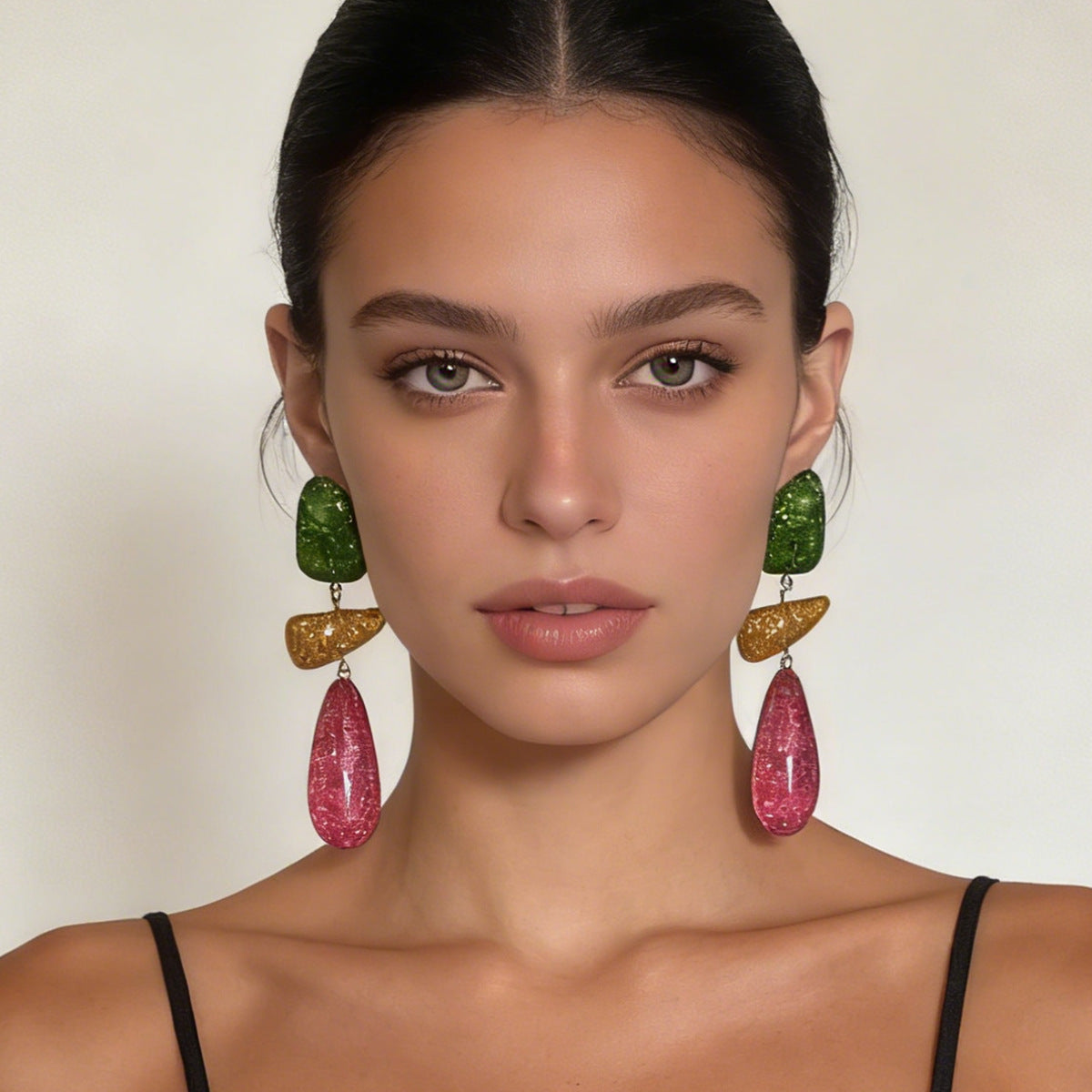 Dramatic Multicolor Glitter Dangle Earrings JLT13866