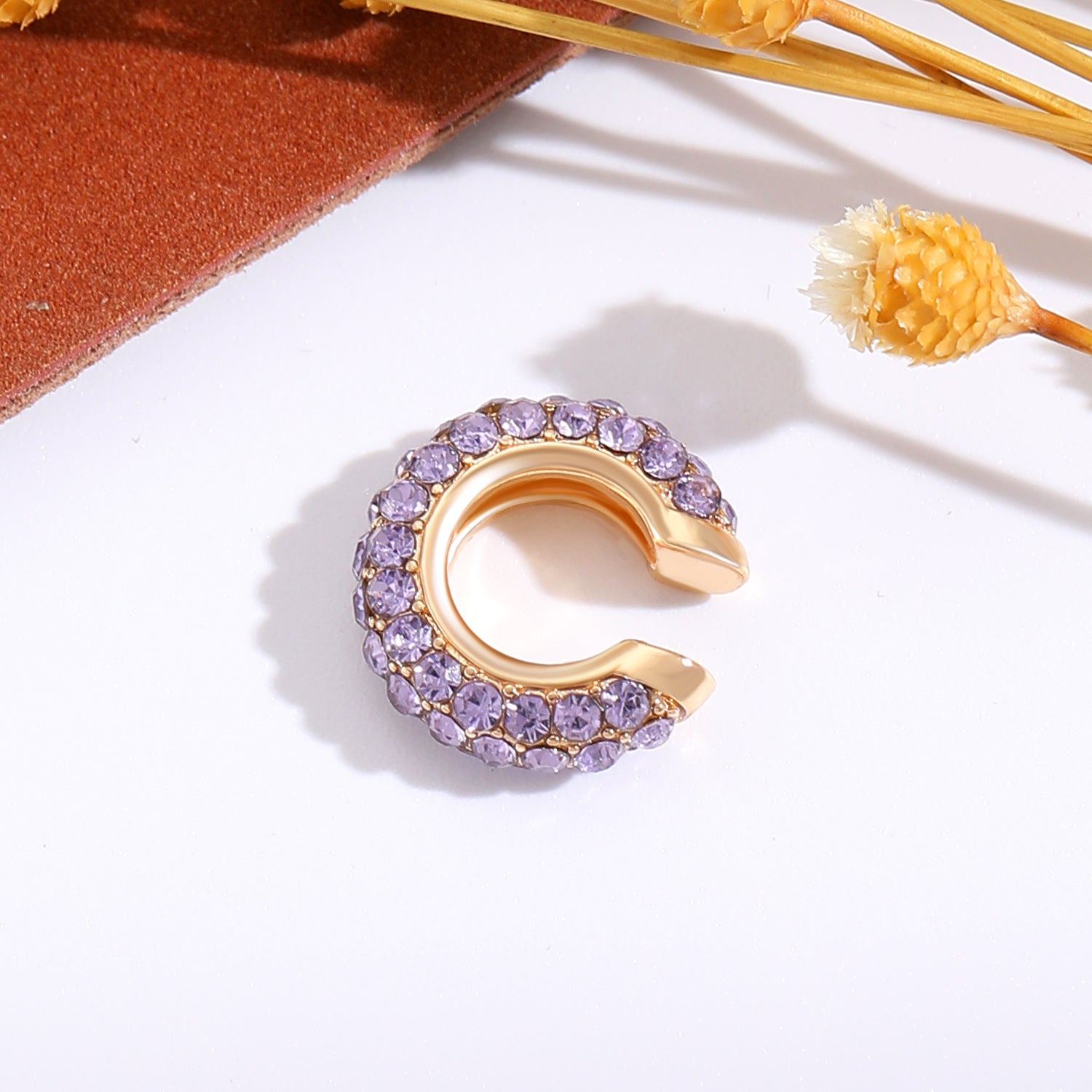 Purple Crystal Beaded Cuff Earrings JLT13868