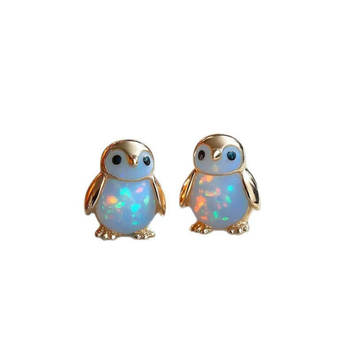 Shiny Gold Opal Penguin Earrings JLT13870