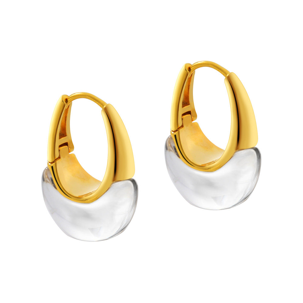 Elegant Gold Clear Crystal Huggie Earrings JLT13874