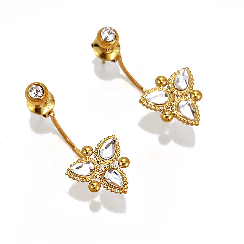 Modern Floral Crystal Gold Earrings JLT13876