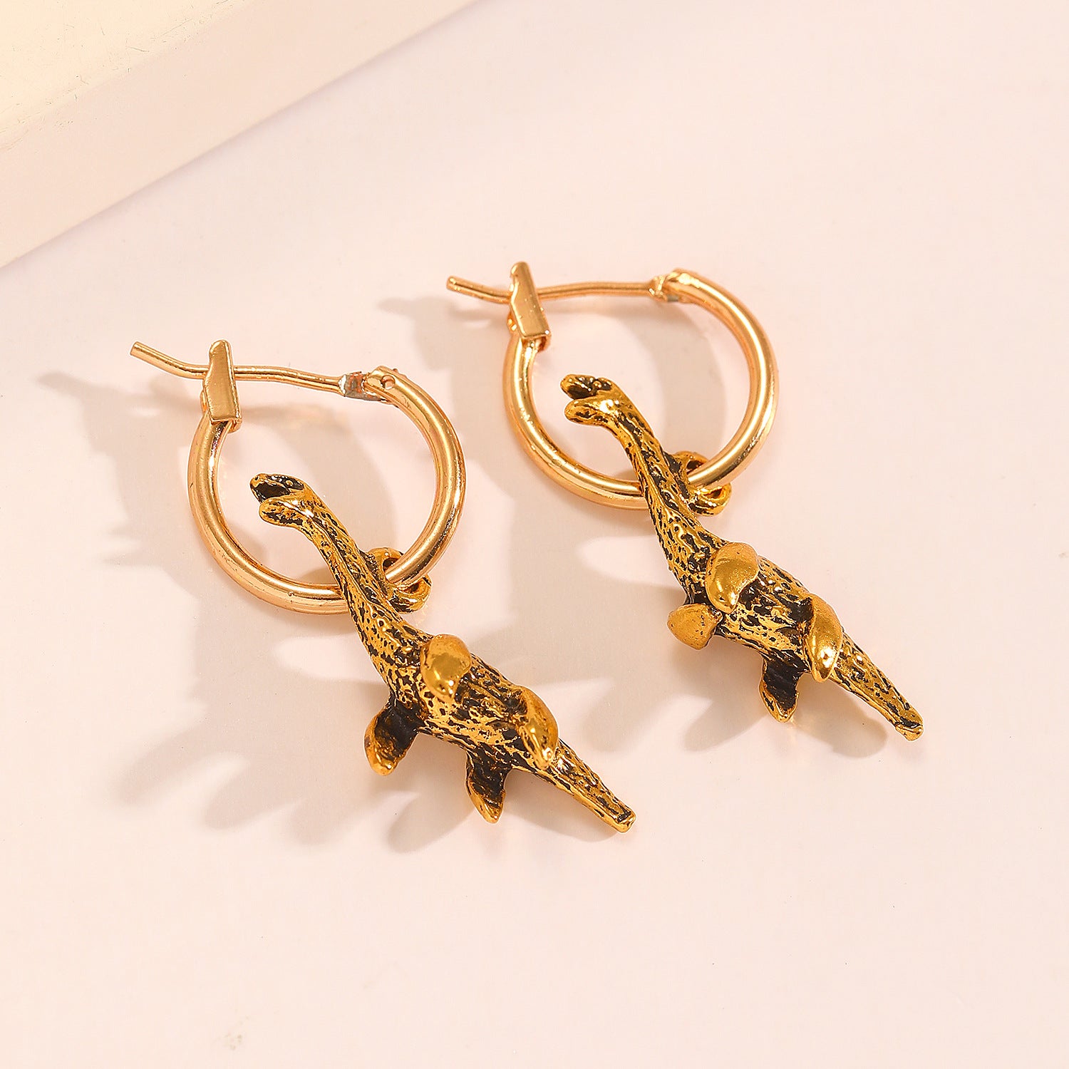 Gold Dinosaur Drop Earrings JLT13878