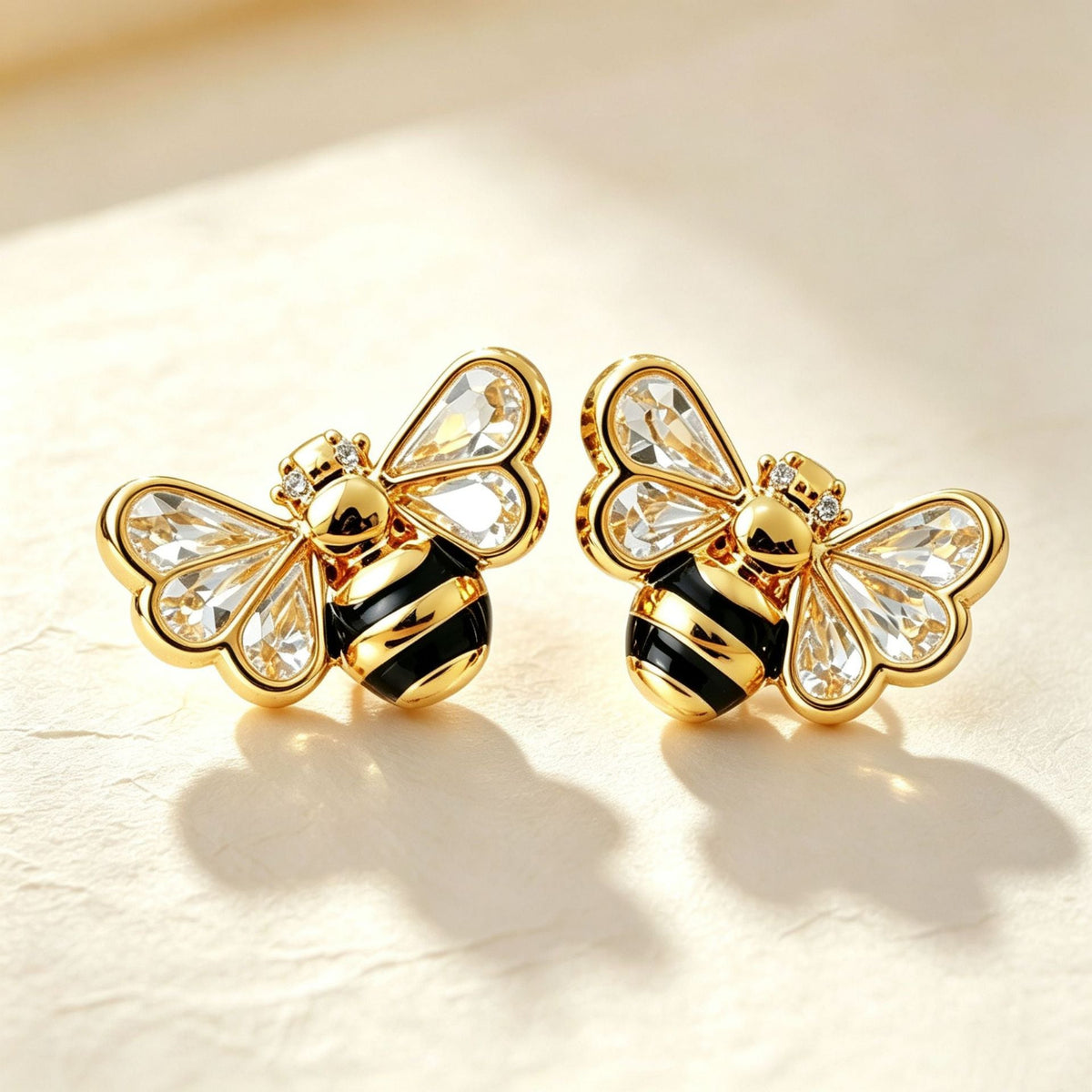 Gold Elegant Bee Stud Earrings JLT13883