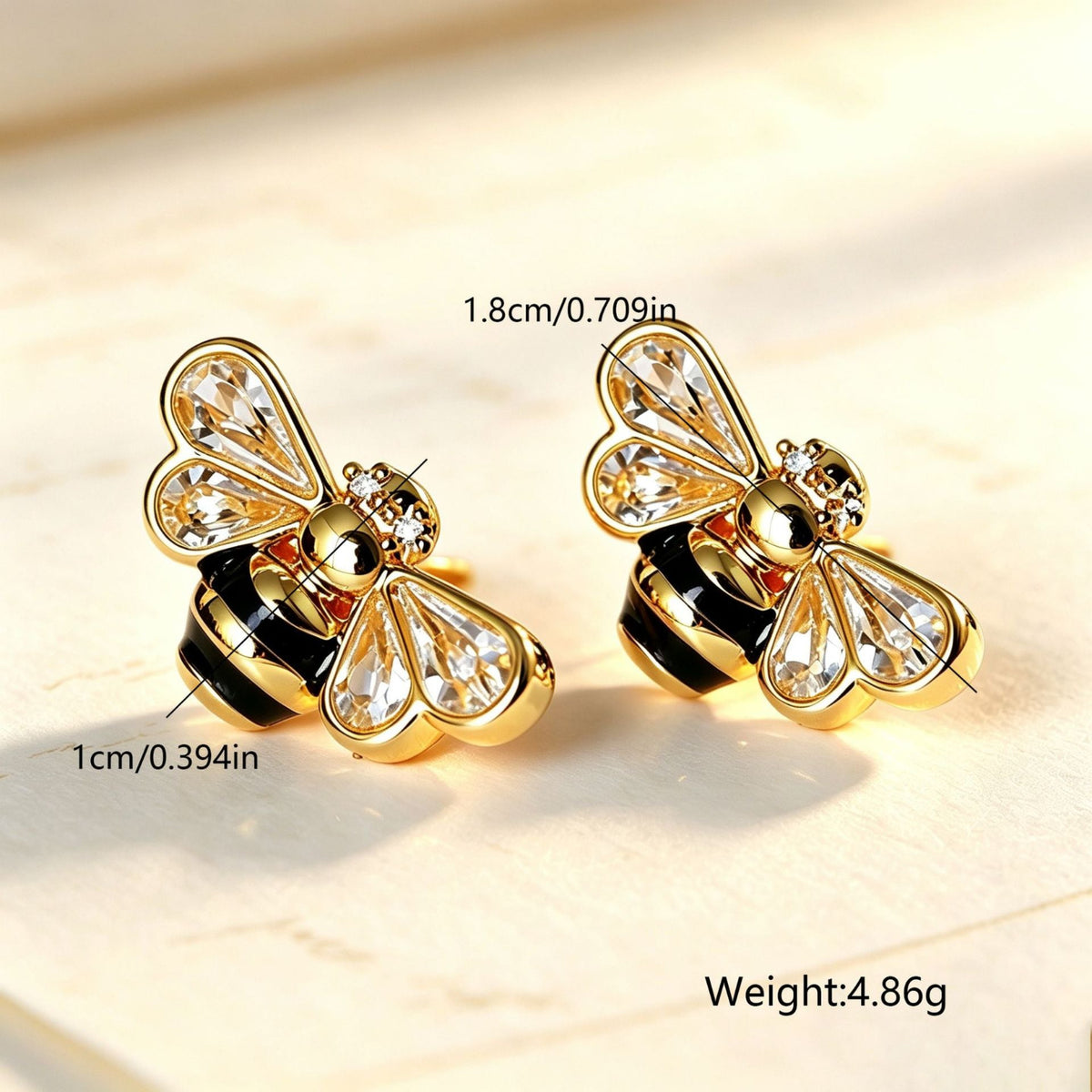 Gold Elegant Bee Stud Earrings JLT13883