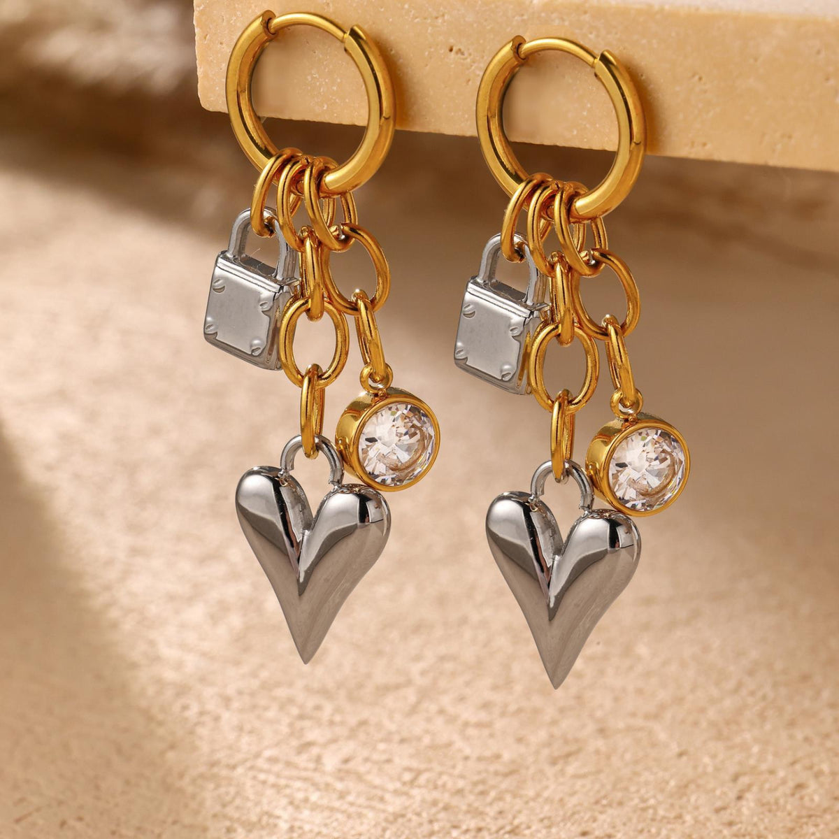 Gold Chic Heart Drop Earrings JLT13892