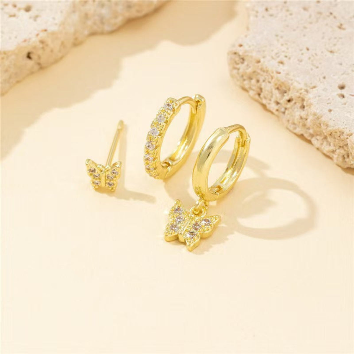 Gold Elegant Butterfly Hoop Earrings JLT13894