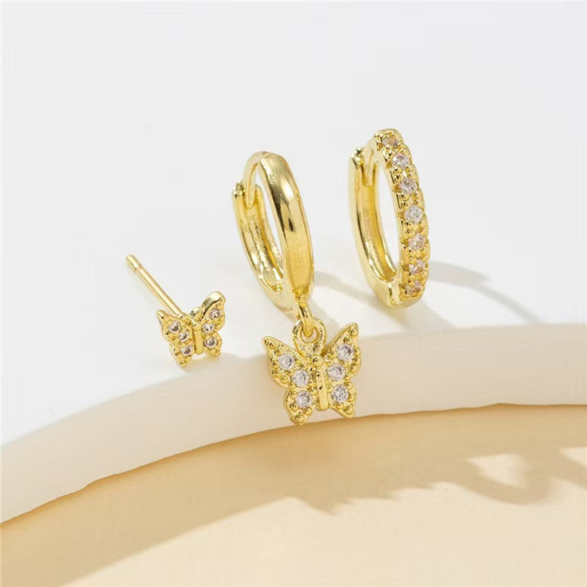 Gold Elegant Butterfly Hoop Earrings JLT13894