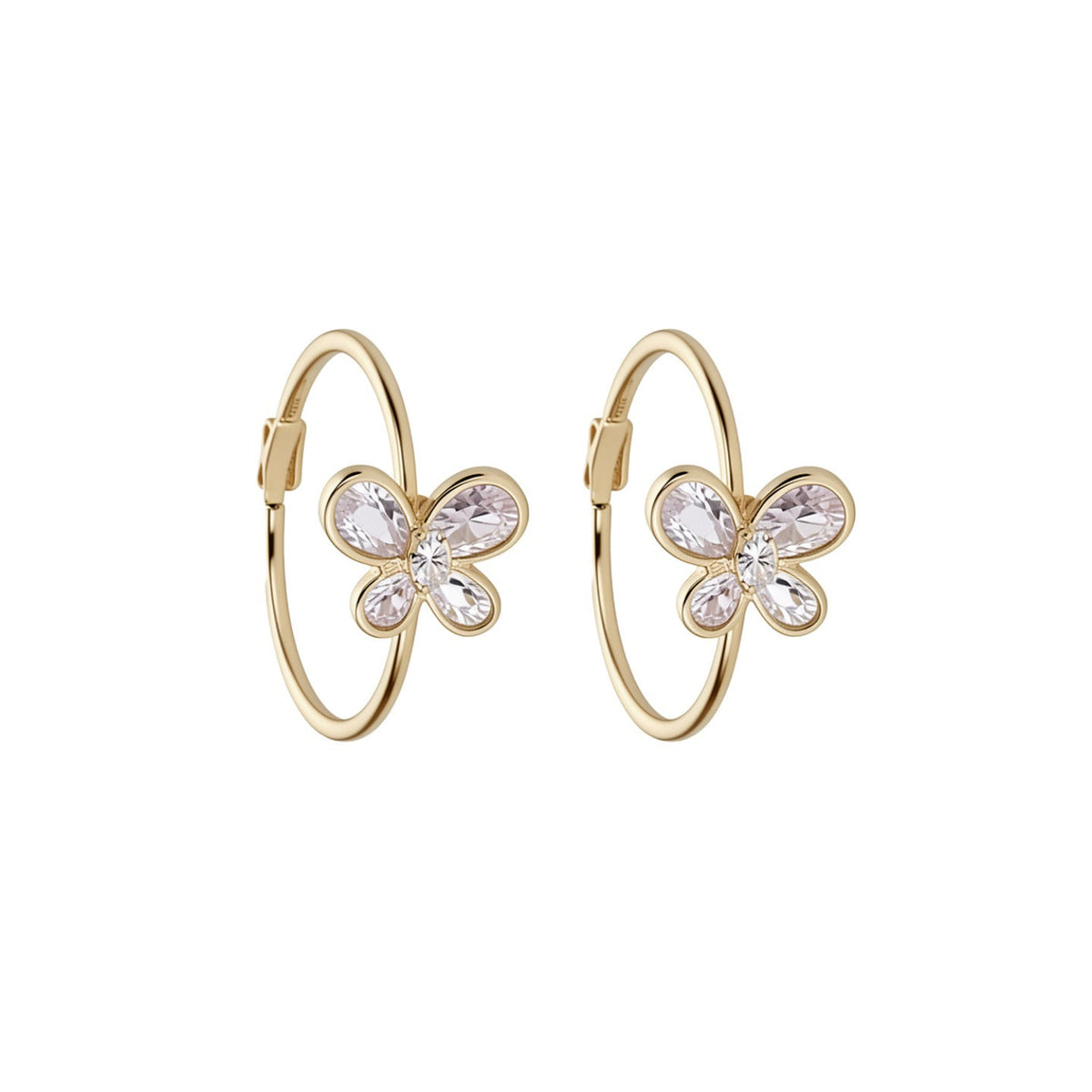 Gold Elegant Butterfly Hoop Earrings JLT13899