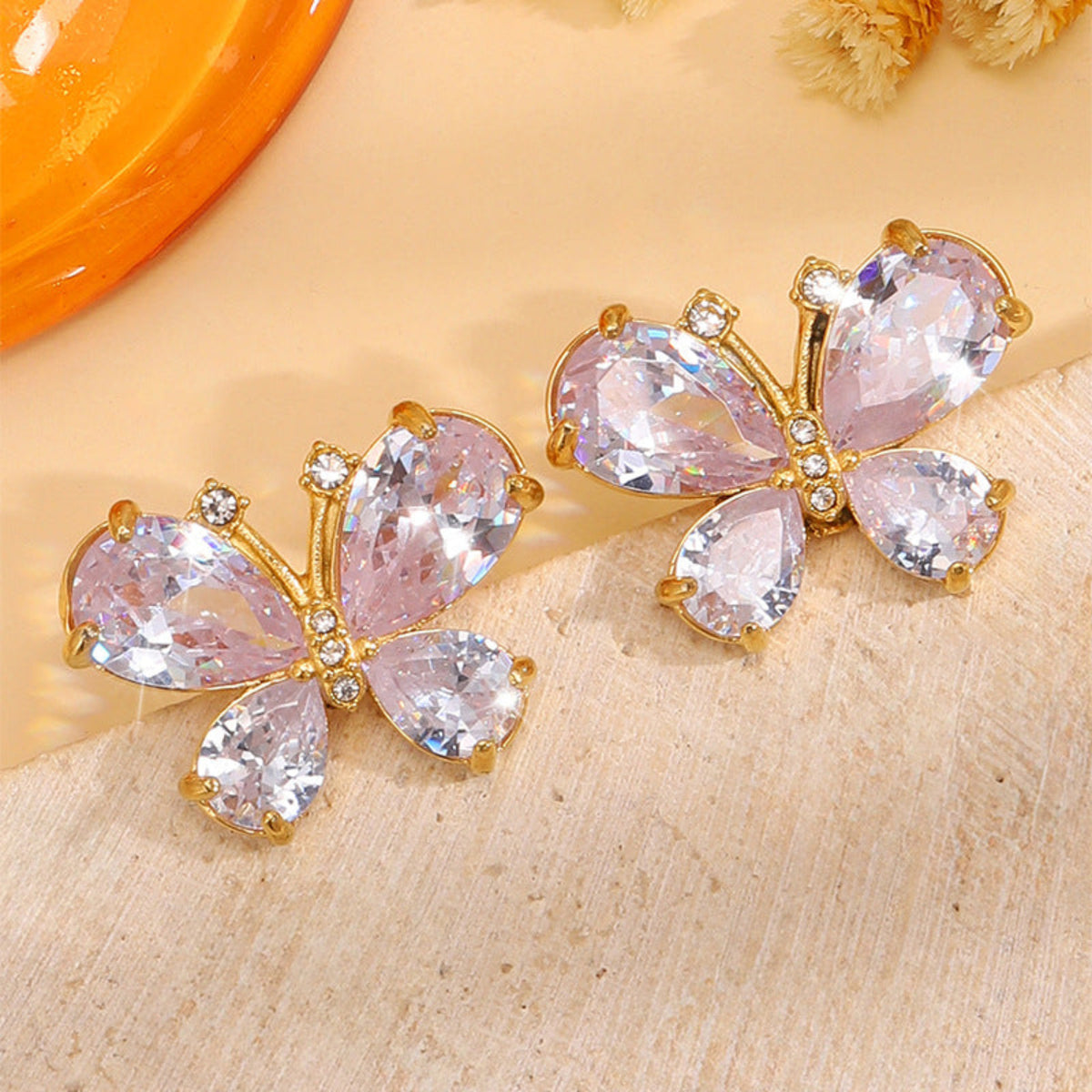 Gold Elegant Butterfly Stud Earrings JLT13900