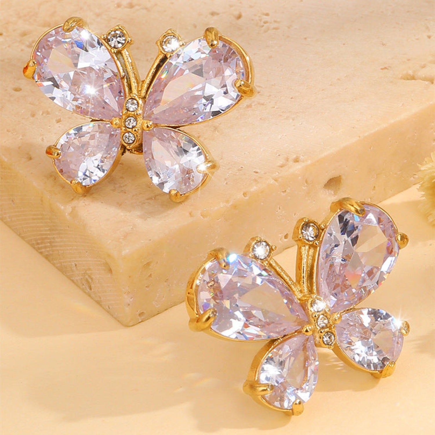 Gold Elegant Butterfly Stud Earrings JLT13900