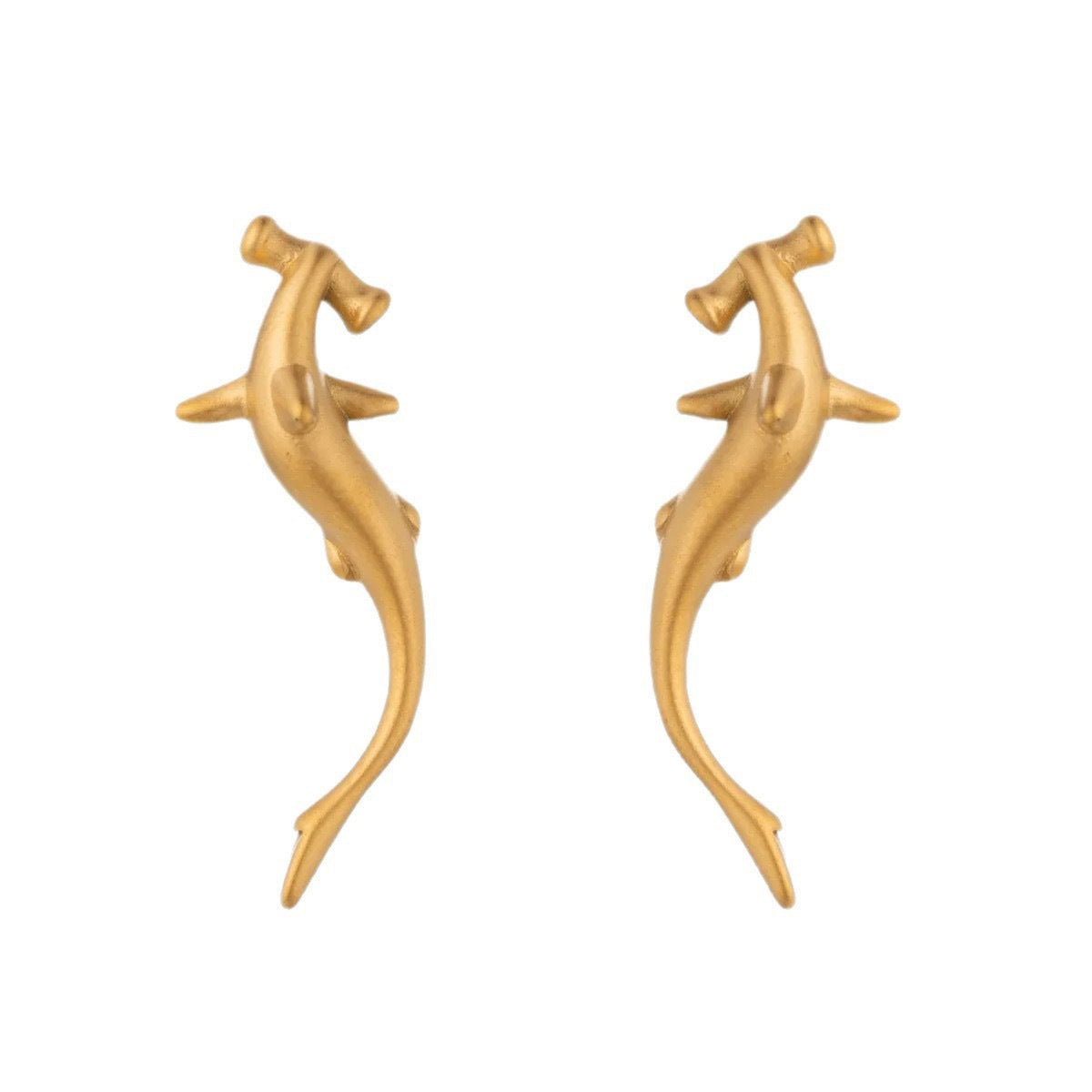 Gold Curved Hammerhead Coastal Earrings JLT13907