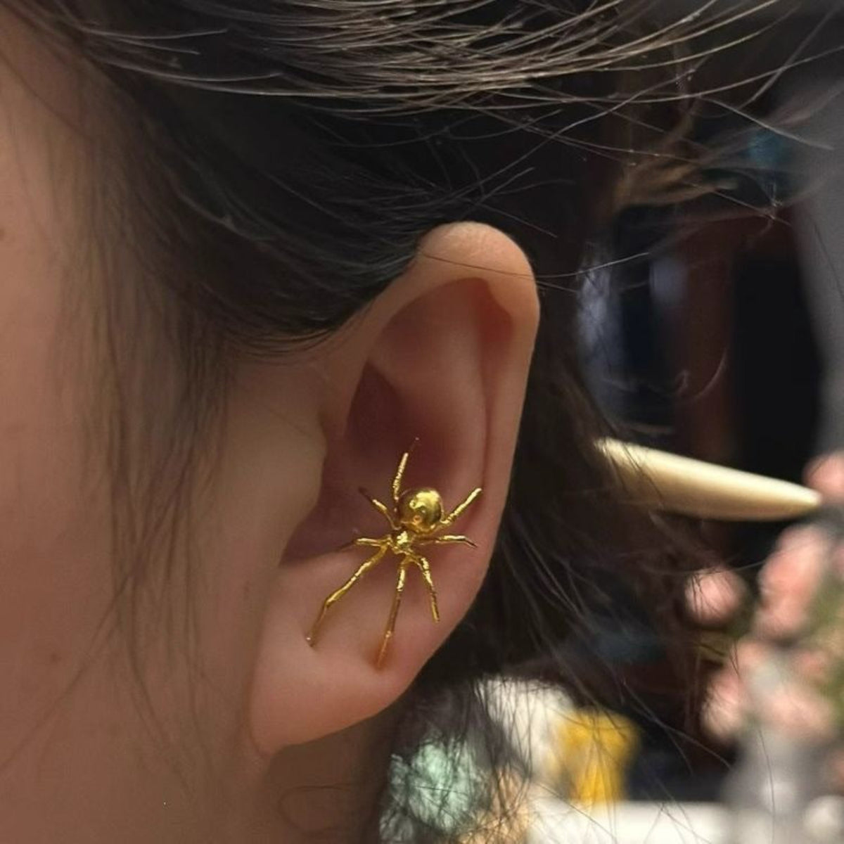 Gold Spider Round Gothic Earrings JLT13909