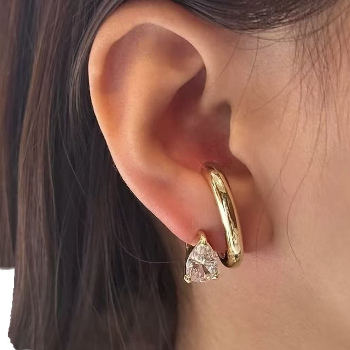 Gold Crystal Hoop Earrings JLT13922