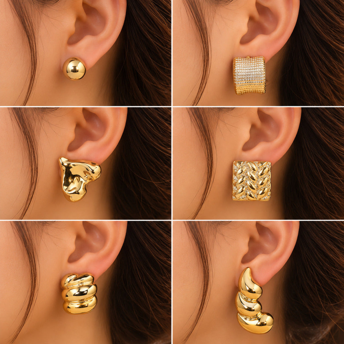 Golden Chic Essentials Earrings JLT14008 (Pack of 6 Pairs)