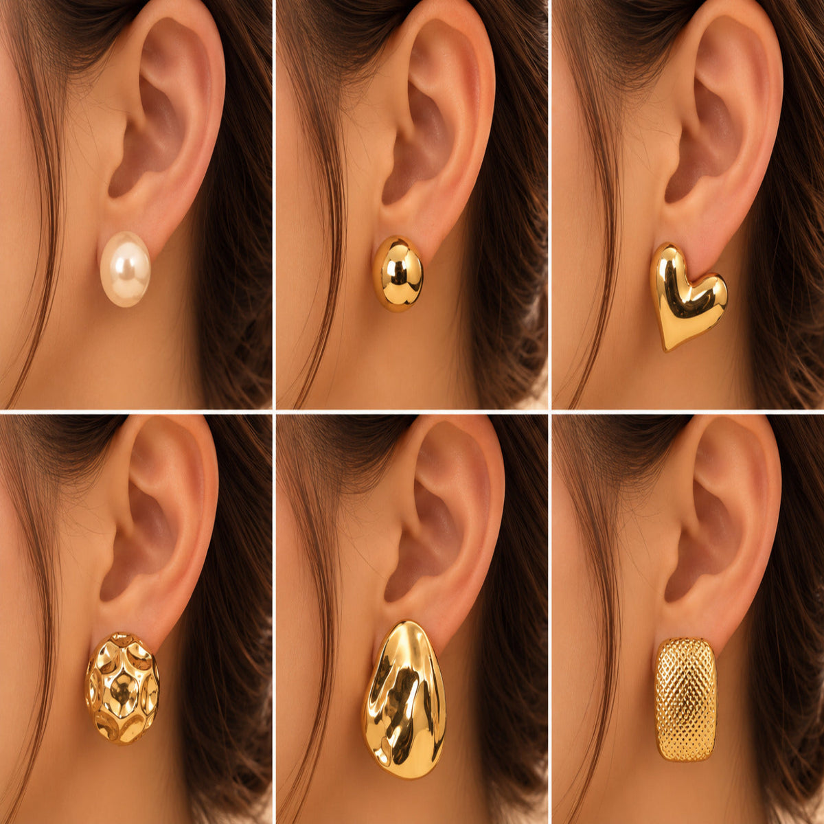 Golden Aura Statement Earrings JLT14009 (Pack of 6 Pairs)
