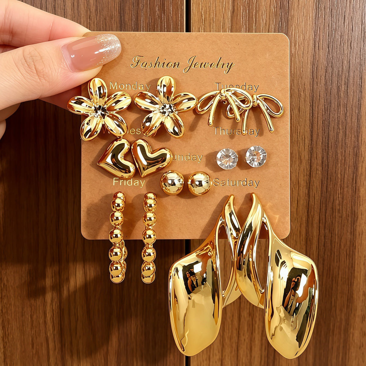 Golden Elegance Set Earrings JLT14022 (Pack of 7 Pairs)